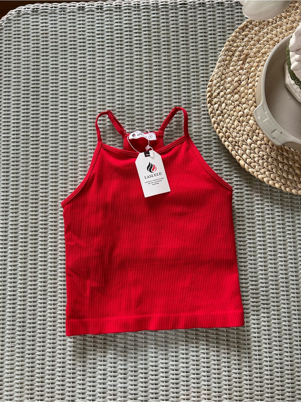 NWT Laslulu Red Ribbed Tank Top | Small